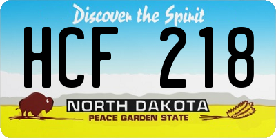 ND license plate HCF218