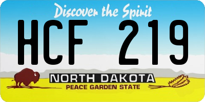 ND license plate HCF219