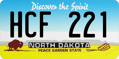 ND license plate HCF221