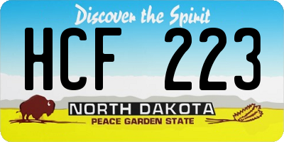 ND license plate HCF223