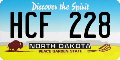 ND license plate HCF228