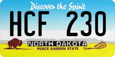 ND license plate HCF230