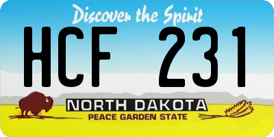 ND license plate HCF231