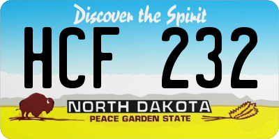 ND license plate HCF232