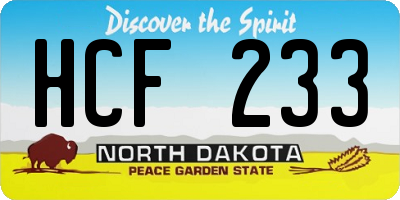 ND license plate HCF233