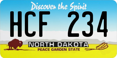 ND license plate HCF234