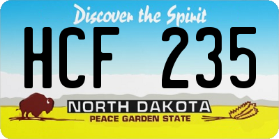 ND license plate HCF235