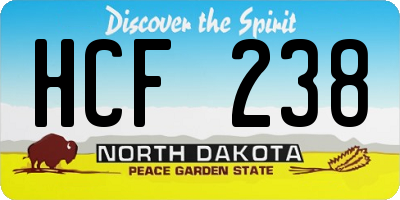 ND license plate HCF238