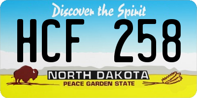 ND license plate HCF258