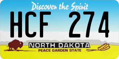 ND license plate HCF274