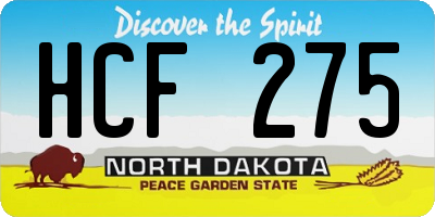 ND license plate HCF275