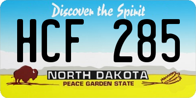 ND license plate HCF285