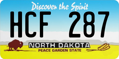 ND license plate HCF287