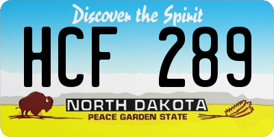 ND license plate HCF289