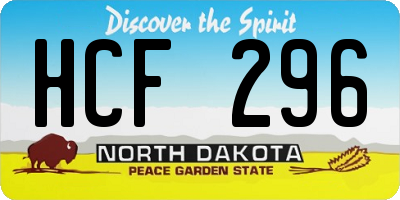 ND license plate HCF296