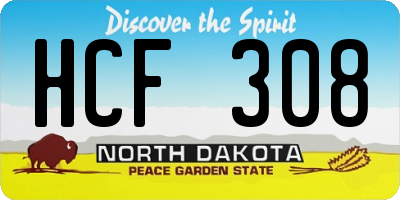 ND license plate HCF308