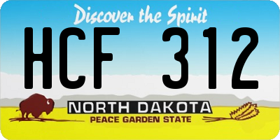 ND license plate HCF312