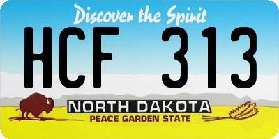 ND license plate HCF313