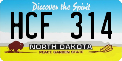 ND license plate HCF314