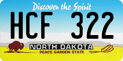 ND license plate HCF322