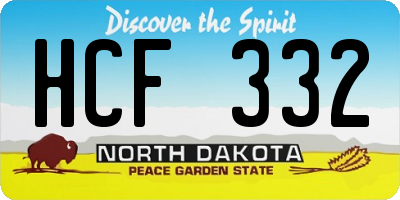 ND license plate HCF332