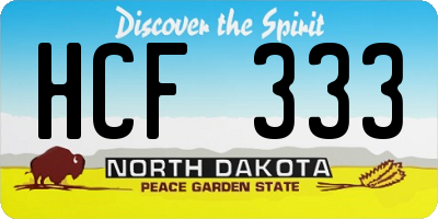 ND license plate HCF333