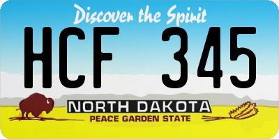 ND license plate HCF345