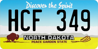 ND license plate HCF349