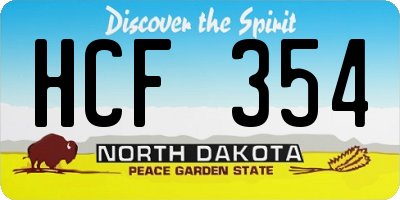 ND license plate HCF354