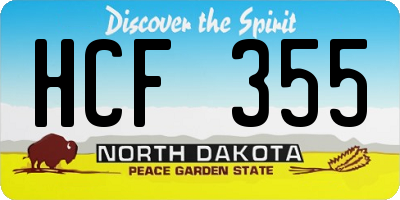 ND license plate HCF355