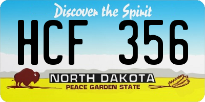 ND license plate HCF356