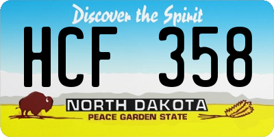 ND license plate HCF358