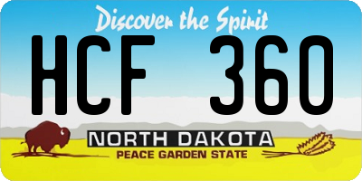 ND license plate HCF360