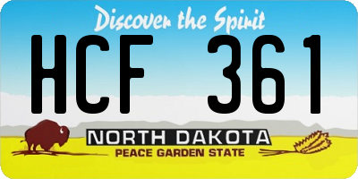 ND license plate HCF361