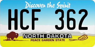 ND license plate HCF362