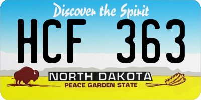 ND license plate HCF363