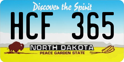 ND license plate HCF365