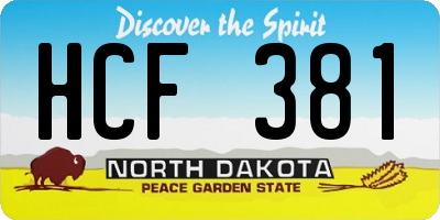 ND license plate HCF381