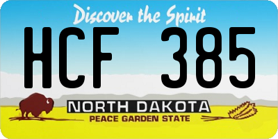 ND license plate HCF385