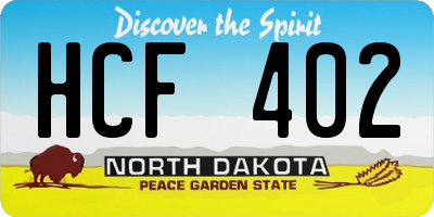 ND license plate HCF402