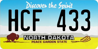 ND license plate HCF433