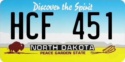 ND license plate HCF451