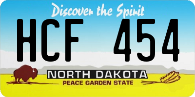 ND license plate HCF454