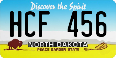 ND license plate HCF456