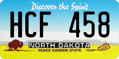 ND license plate HCF458