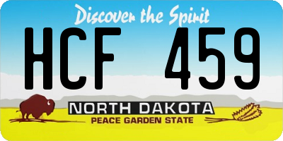 ND license plate HCF459