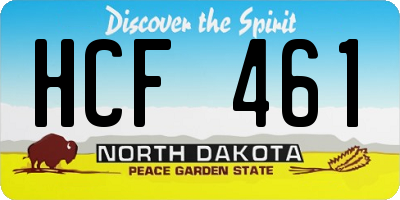 ND license plate HCF461