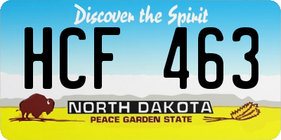 ND license plate HCF463