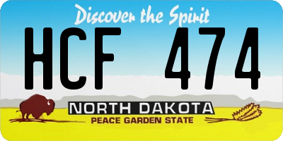 ND license plate HCF474