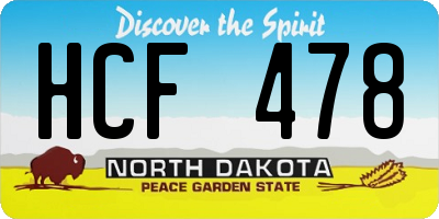 ND license plate HCF478